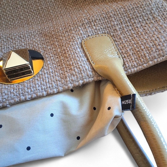 Kate Spade Doris Tweed Patent Leather Turnlock Tote - Picture 16 of 16